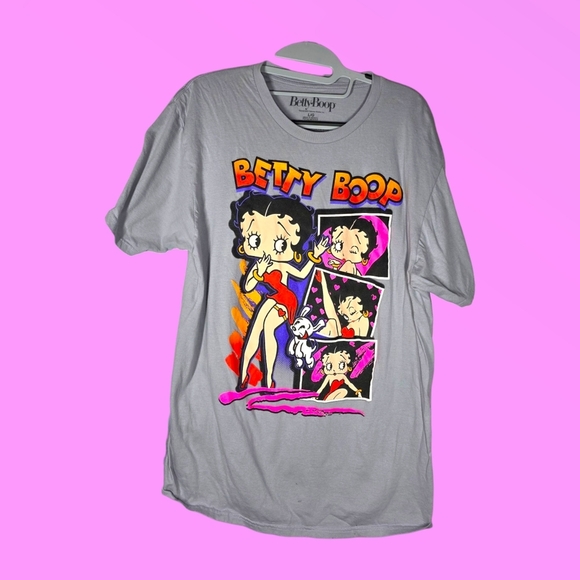Betty Boop Grey Retro Graphic T-Shirt Size Large - Picture 1 of 5